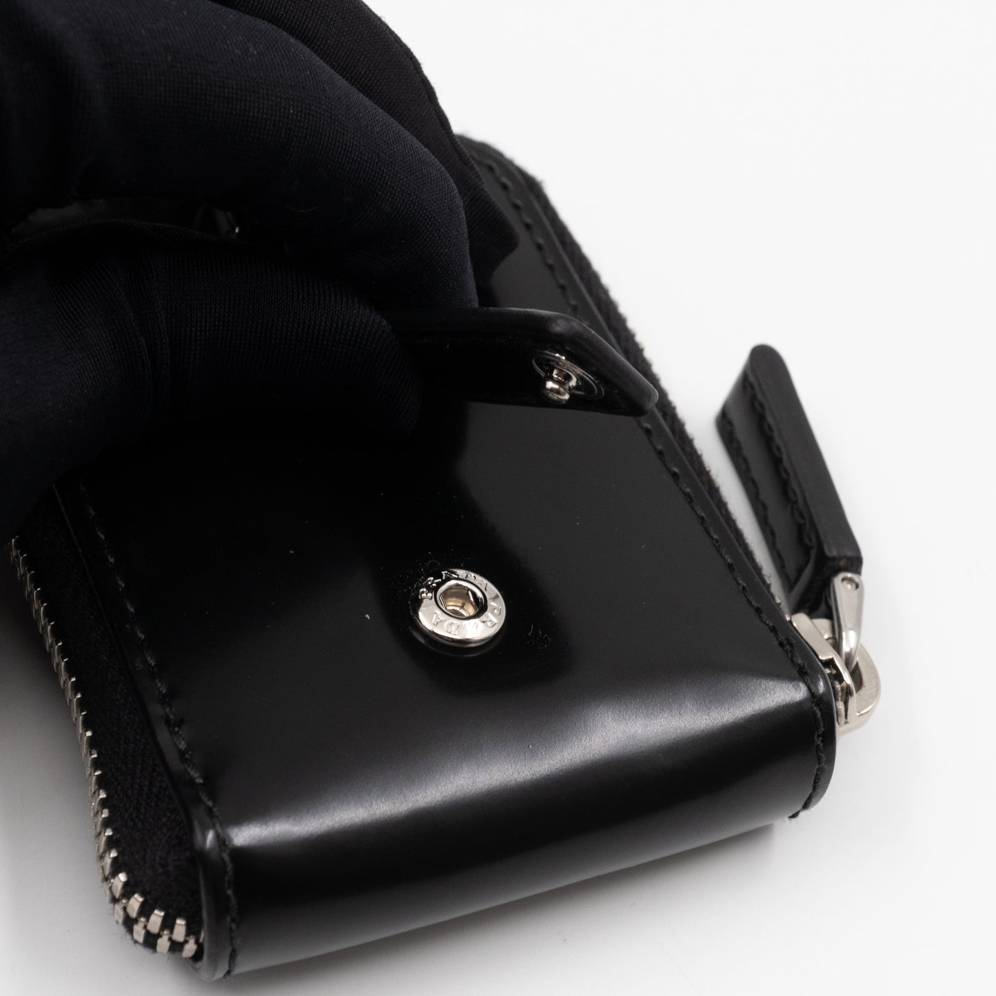 Coin Purse Pouch Black Leather