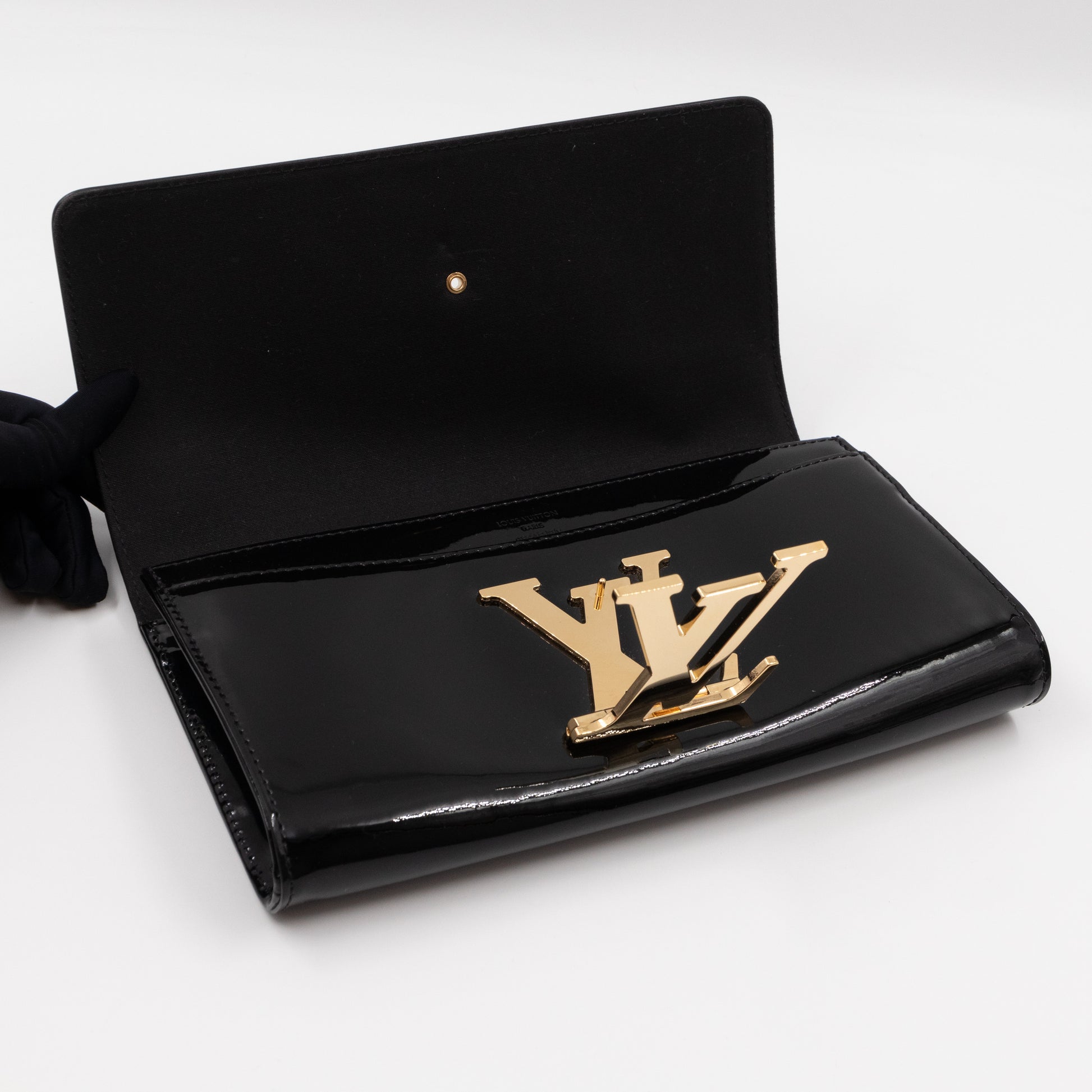 Louis Vuitton Black Vernis Leather Louise Clutch Bag | The Lux Portal