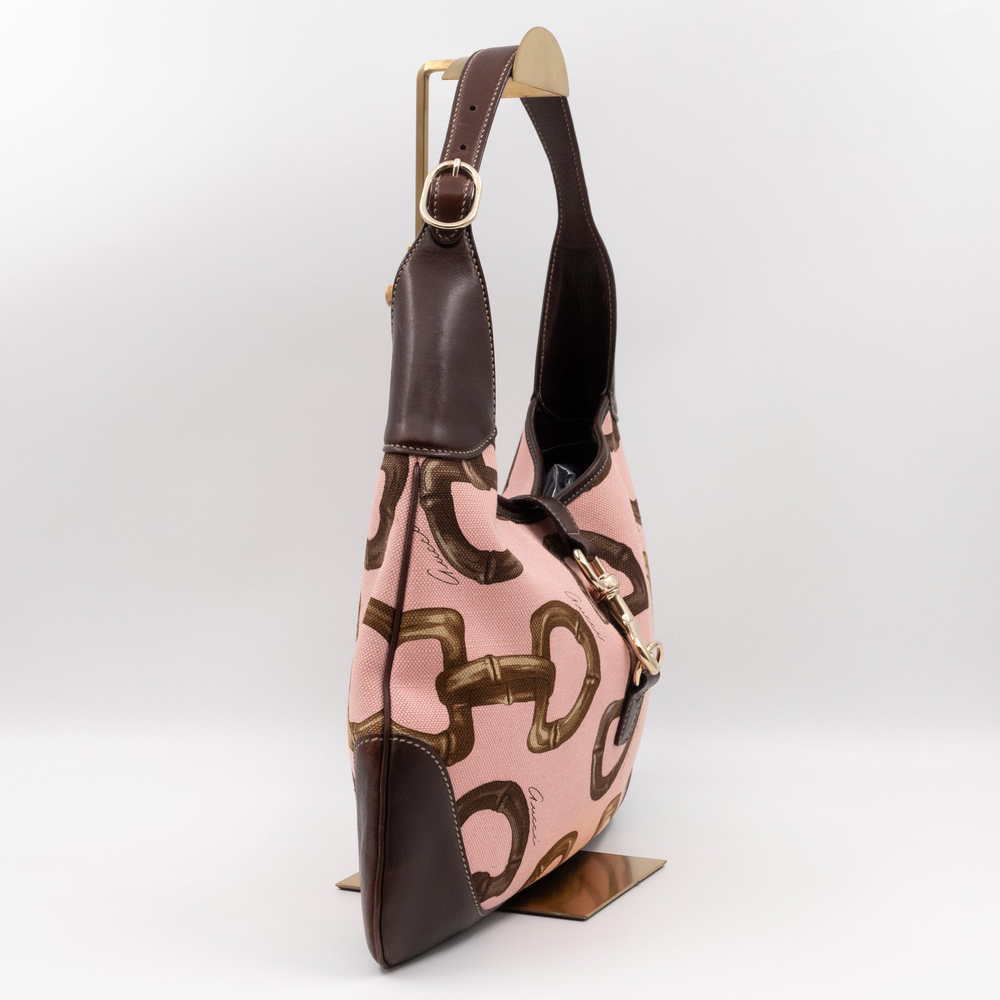 Gucci Leather Jackie O' Horsebit Hobo Bag Brown