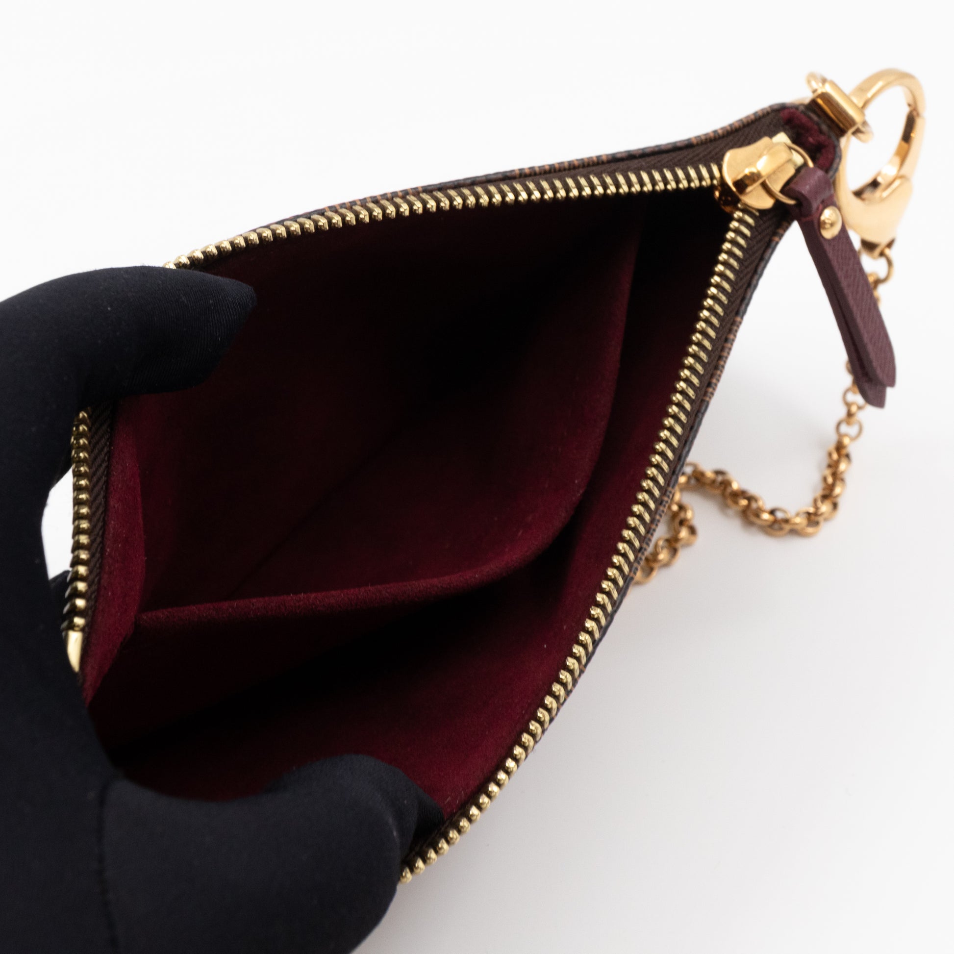 Louis Vuitton Damier Ebene Trunks Pochette Milla Wristlet Bag 862895