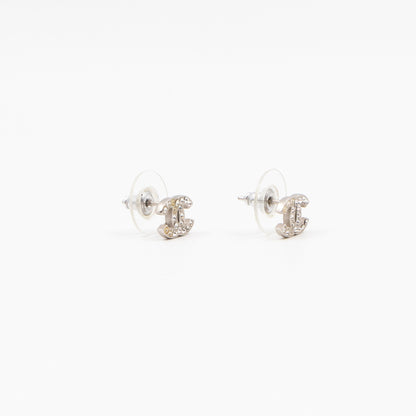 Mini CC Crystal Earrings Silver