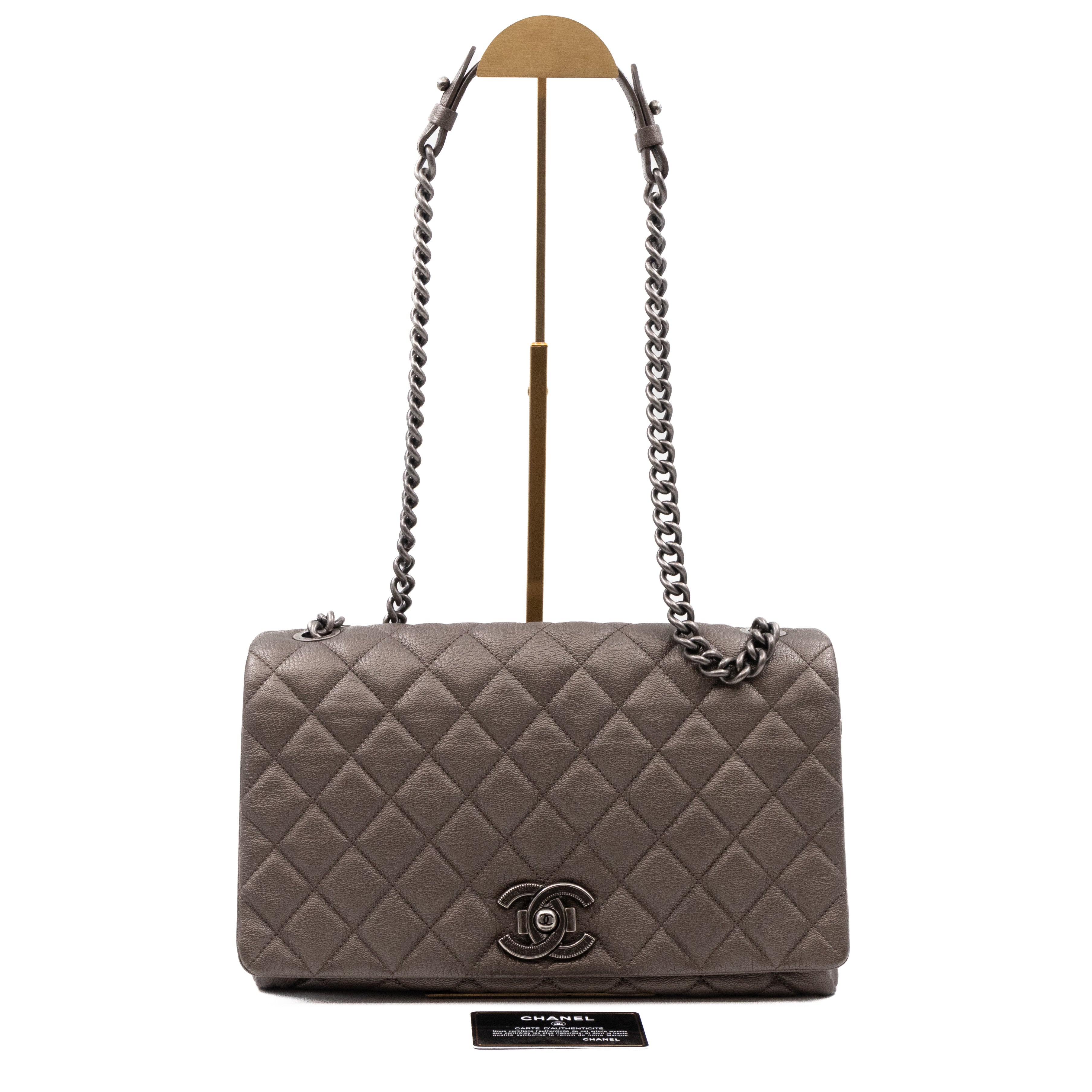 City Rock Flap Bag Jumbo Metallic Goatskin