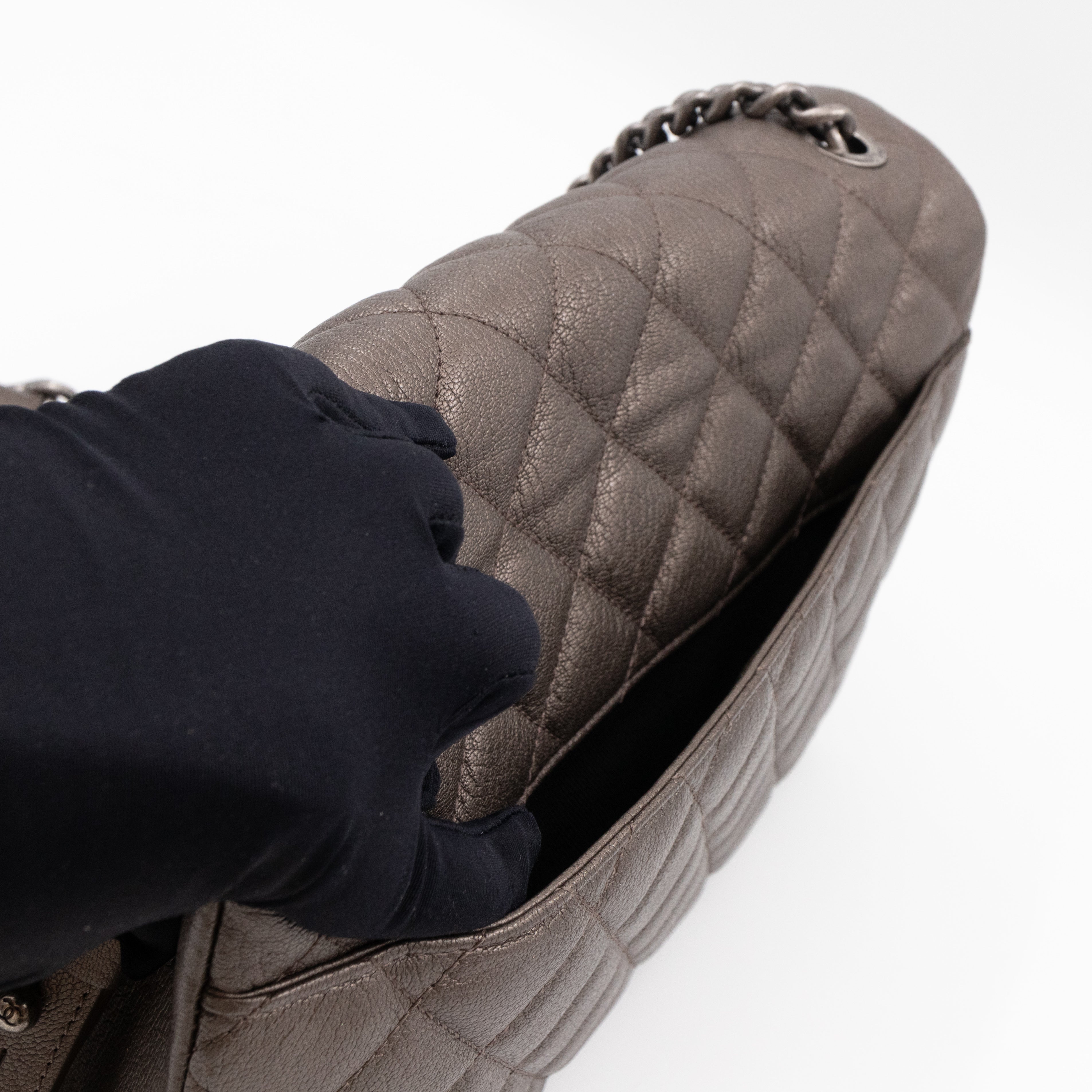 City Rock Flap Bag Jumbo Metallic Goatskin