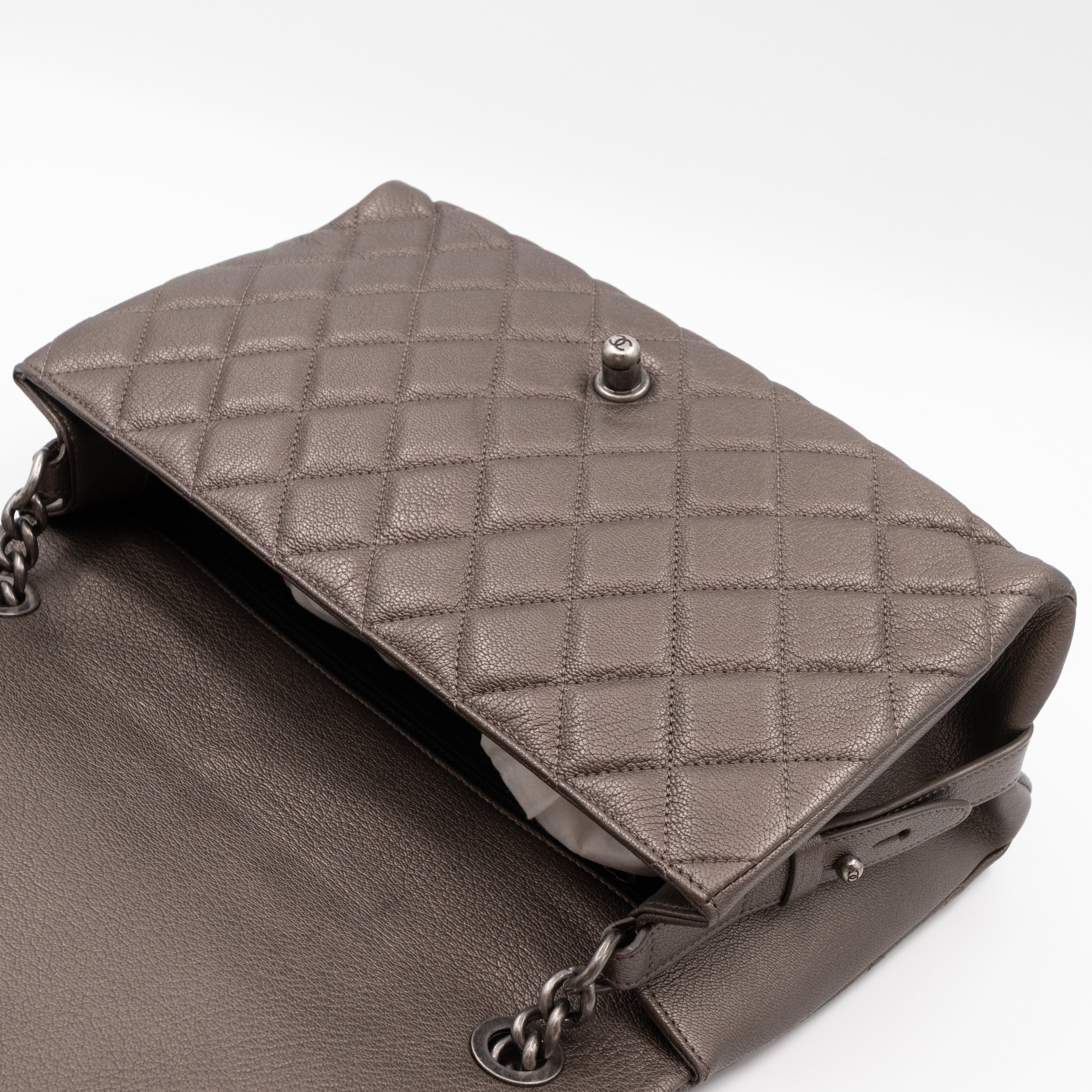 City Rock Flap Bag Jumbo Metallic Goatskin