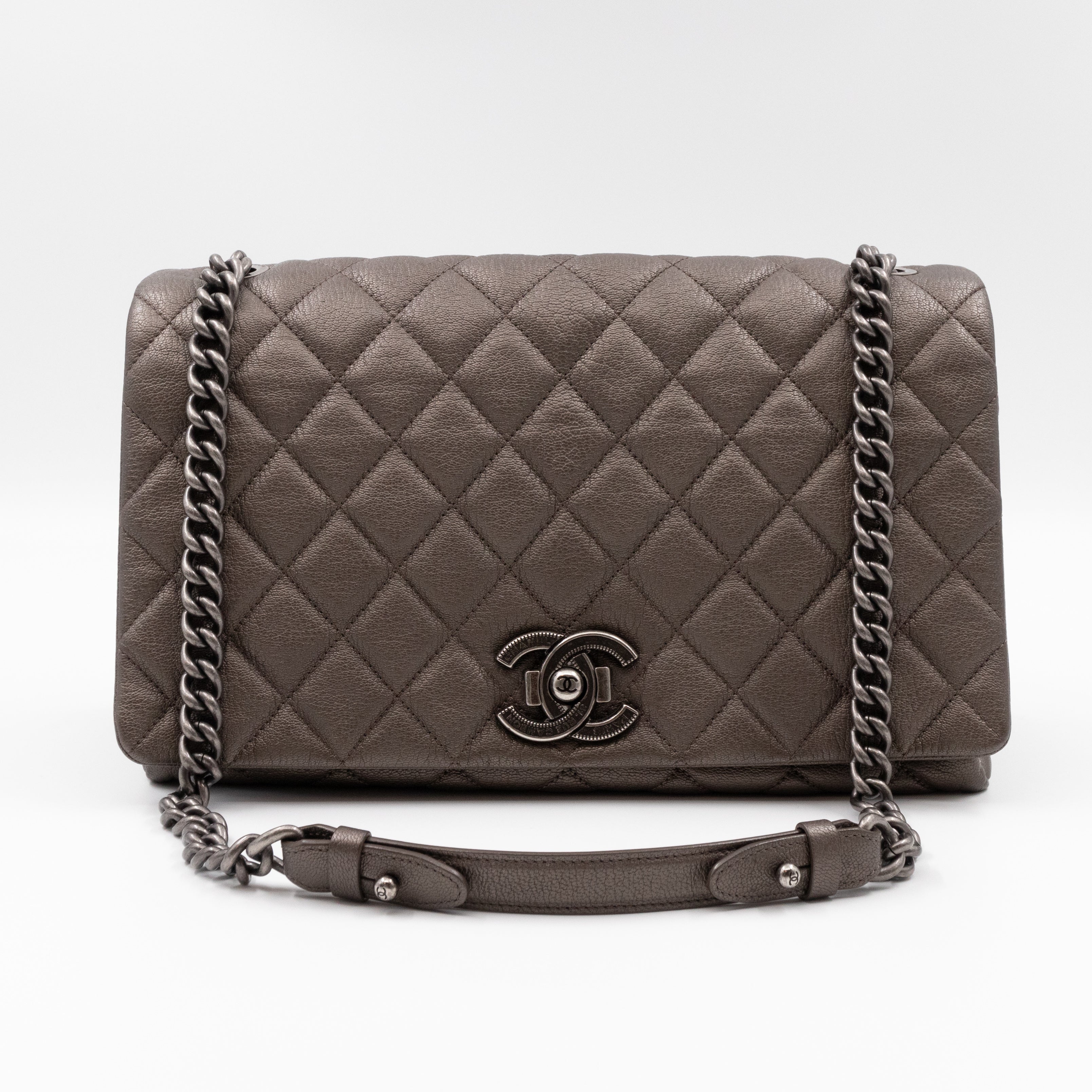City Rock Flap Bag Jumbo Metallic Goatskin