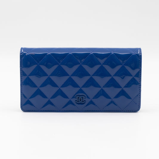 Classic Long Wallet Blue Patent Leather