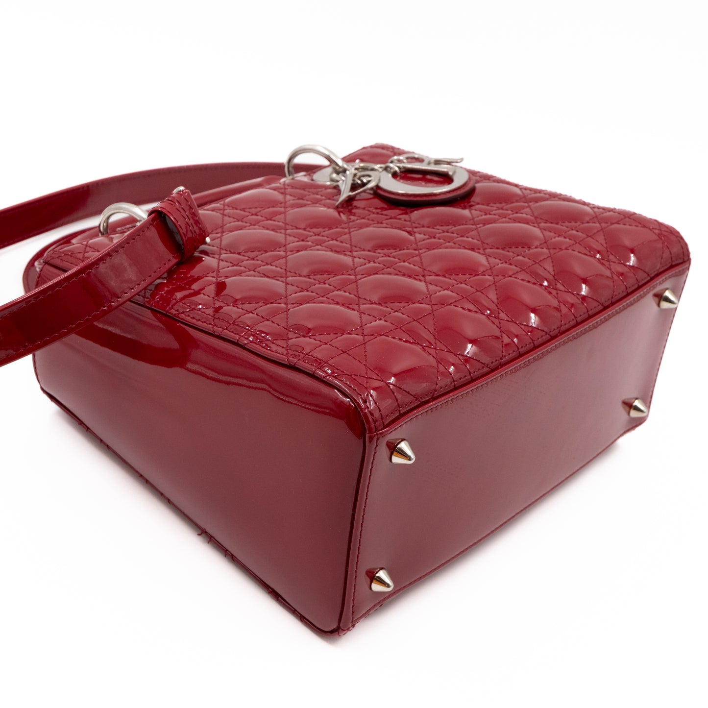 Lady Dior Medium Red Patent Leather