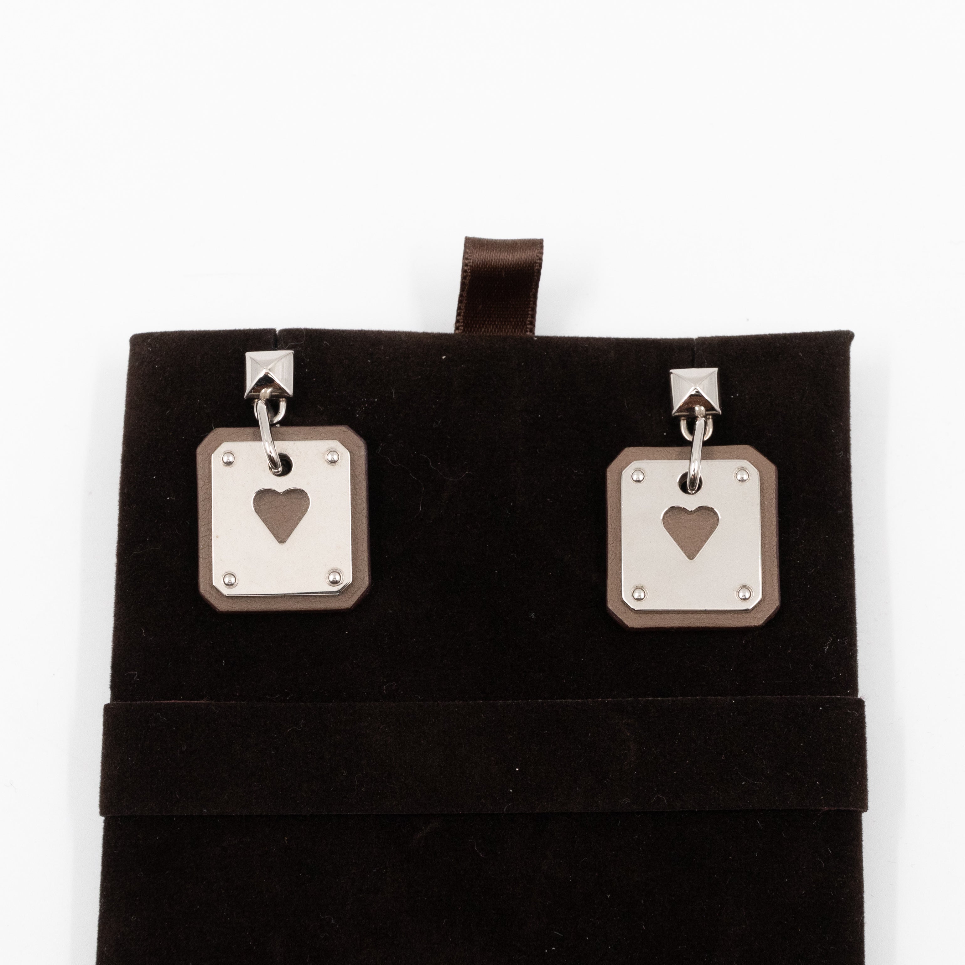 As de Coeur Earrings Etoupe Leather Palladium