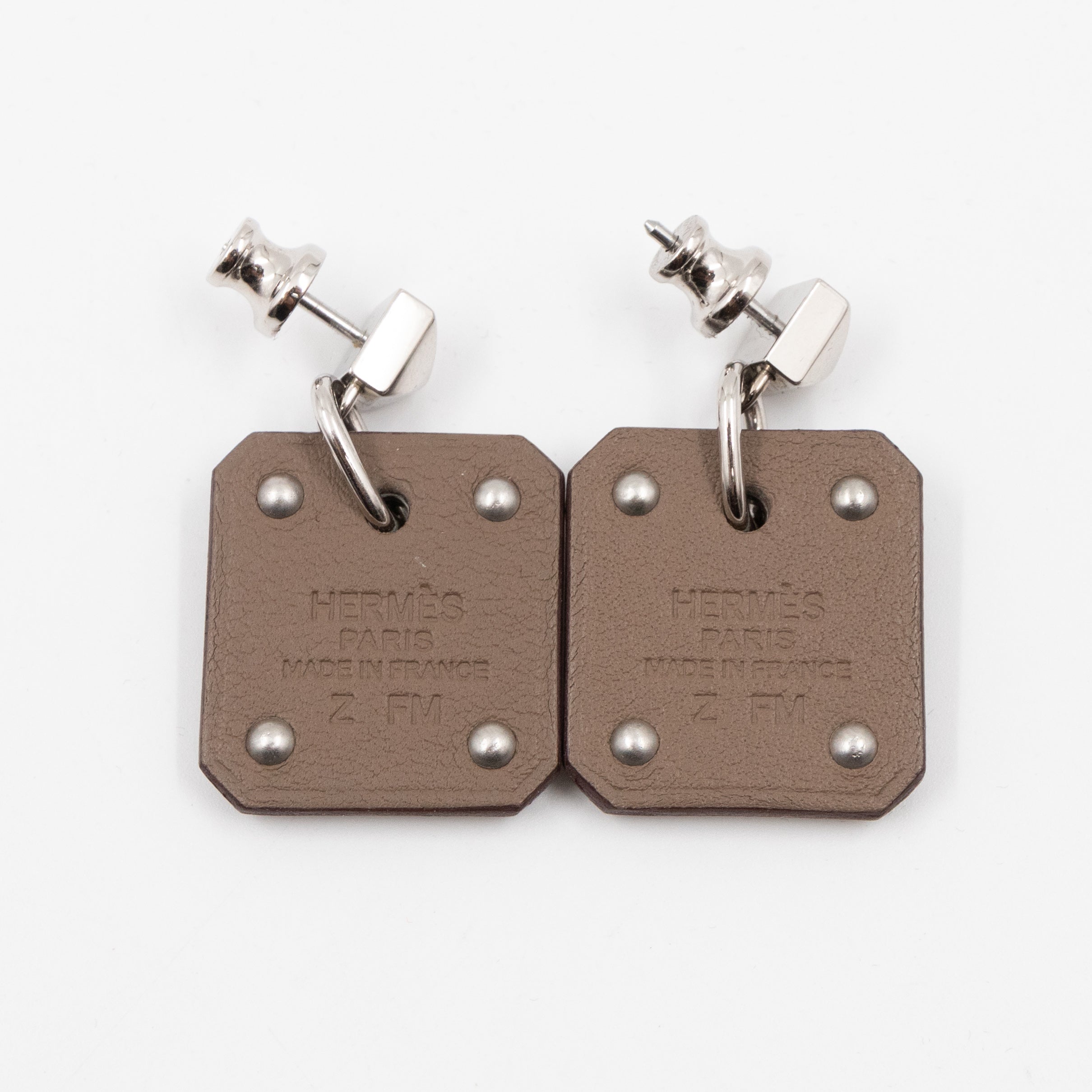 As de Coeur Earrings Etoupe Leather Palladium