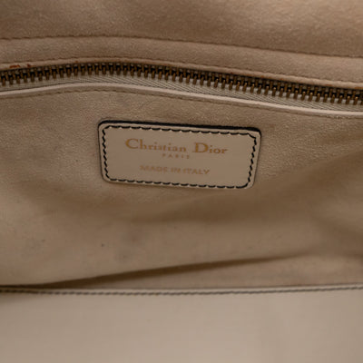 Lady Dior Medium Supple Cannage Studded White Leather