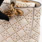 Lady Dior Medium Supple Cannage Studded White Leather