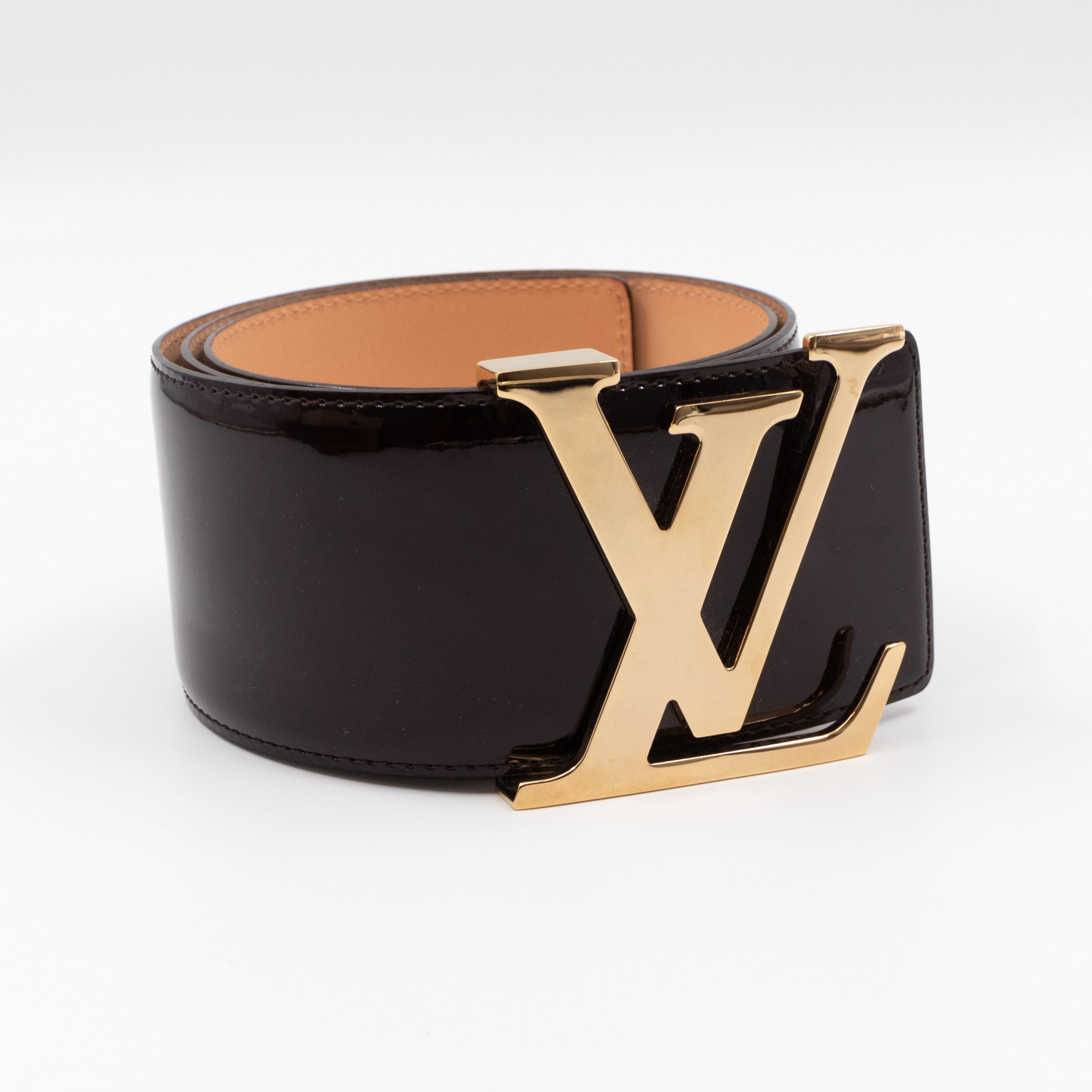 LV Initiales Belt 65 mm 75 cm Vernis Amarante