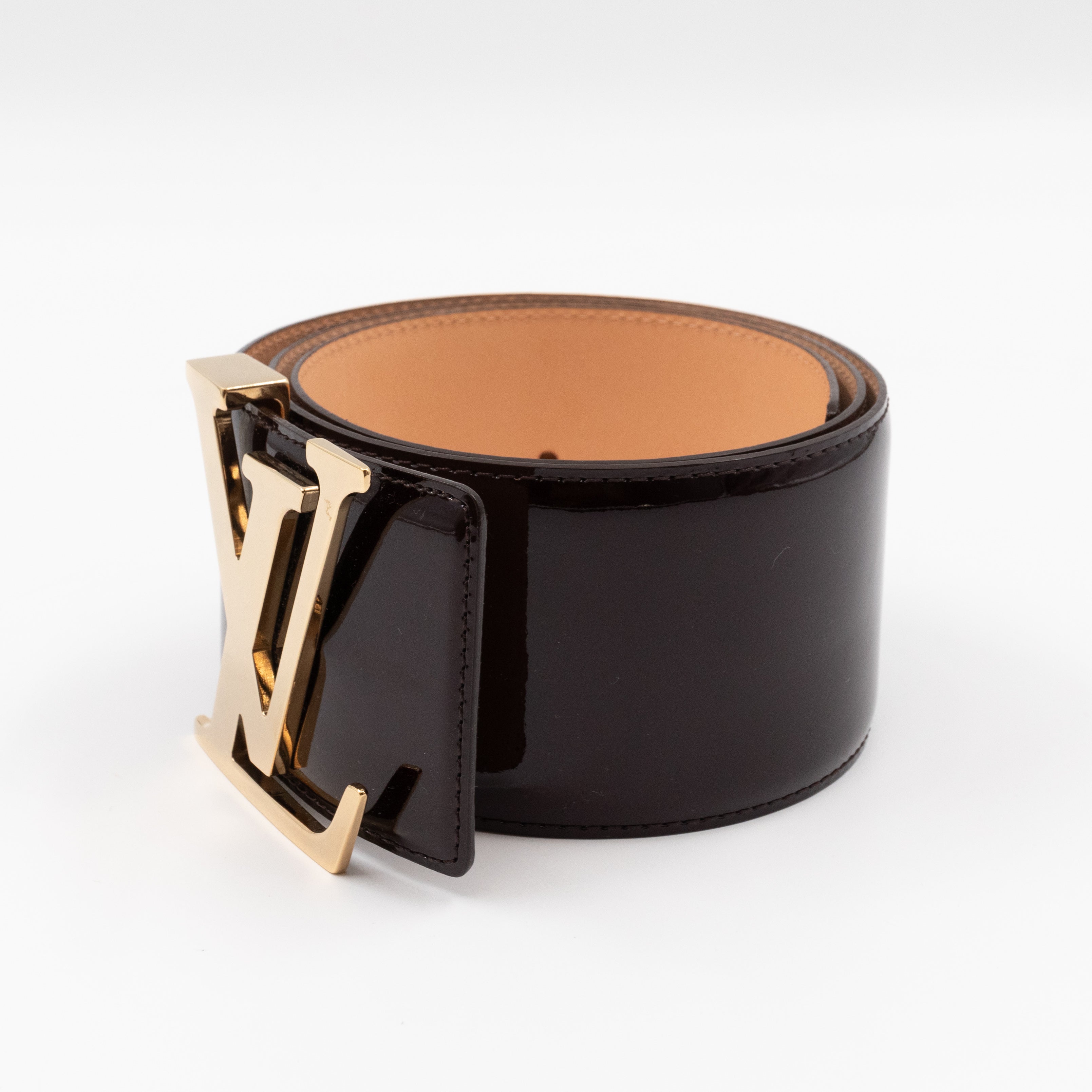 LV Initiales Belt 65 mm 75 cm Vernis Amarante