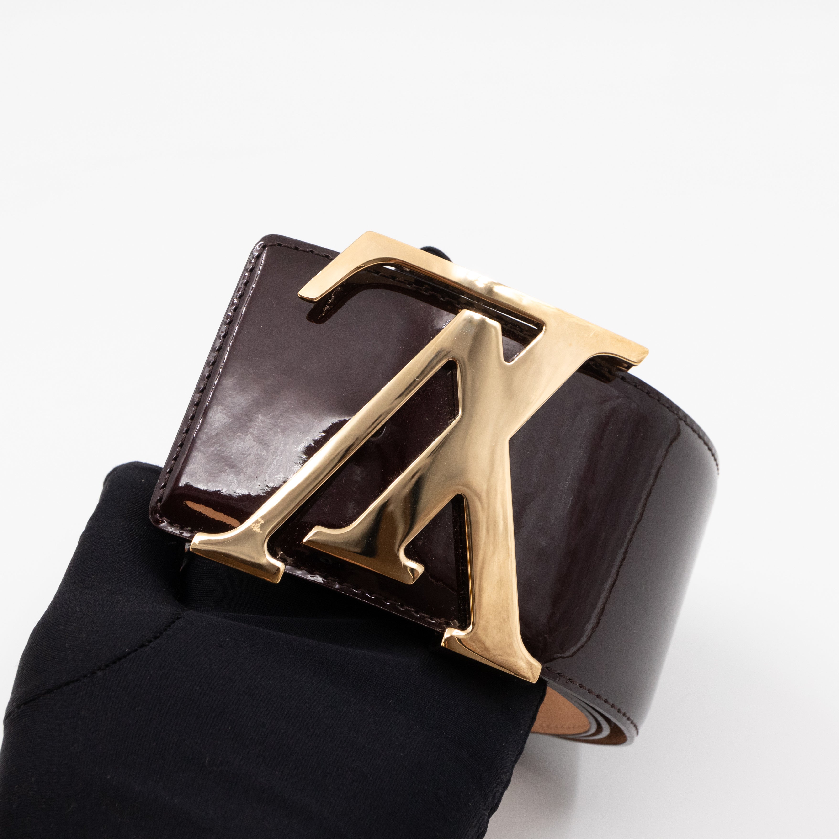LV Initiales Belt 65 mm 75 cm Vernis Amarante