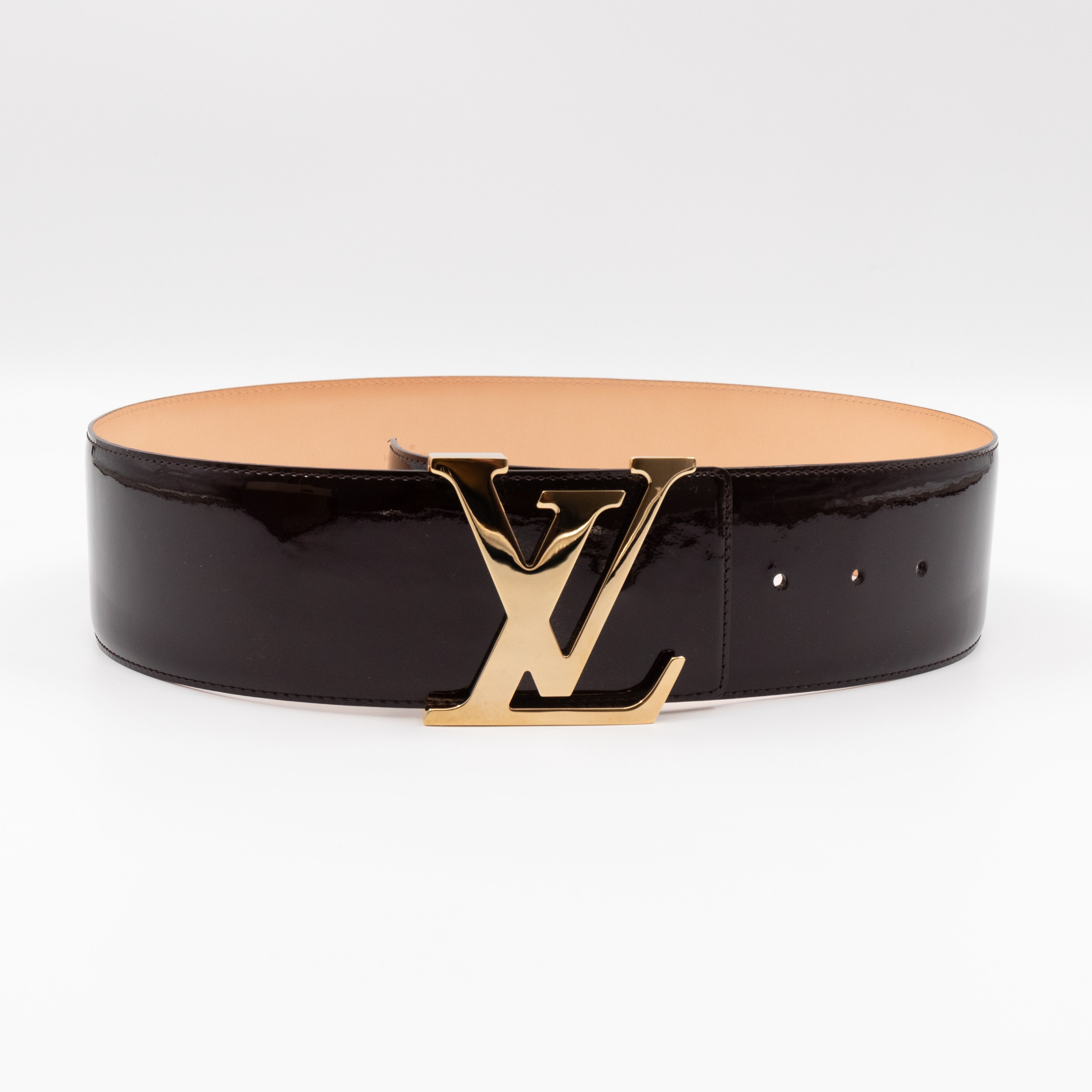 LV Initiales Belt 65 mm 75 cm Vernis Amarante