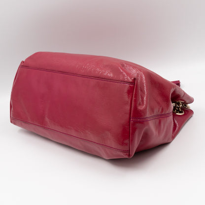 Soho Tassel Chain Tote Crumpled Patent Fuchsia