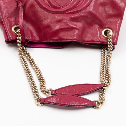 Soho Tassel Chain Tote Crumpled Patent Fuchsia