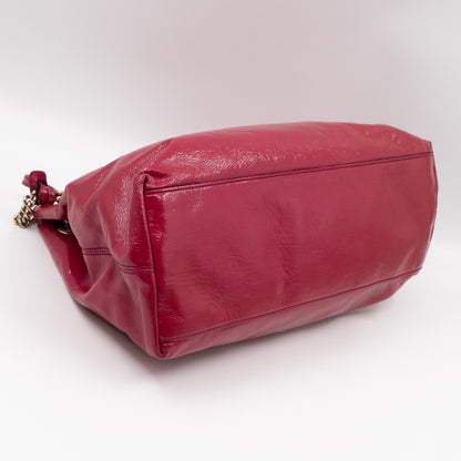 Soho Tassel Chain Tote Crumpled Patent Fuchsia