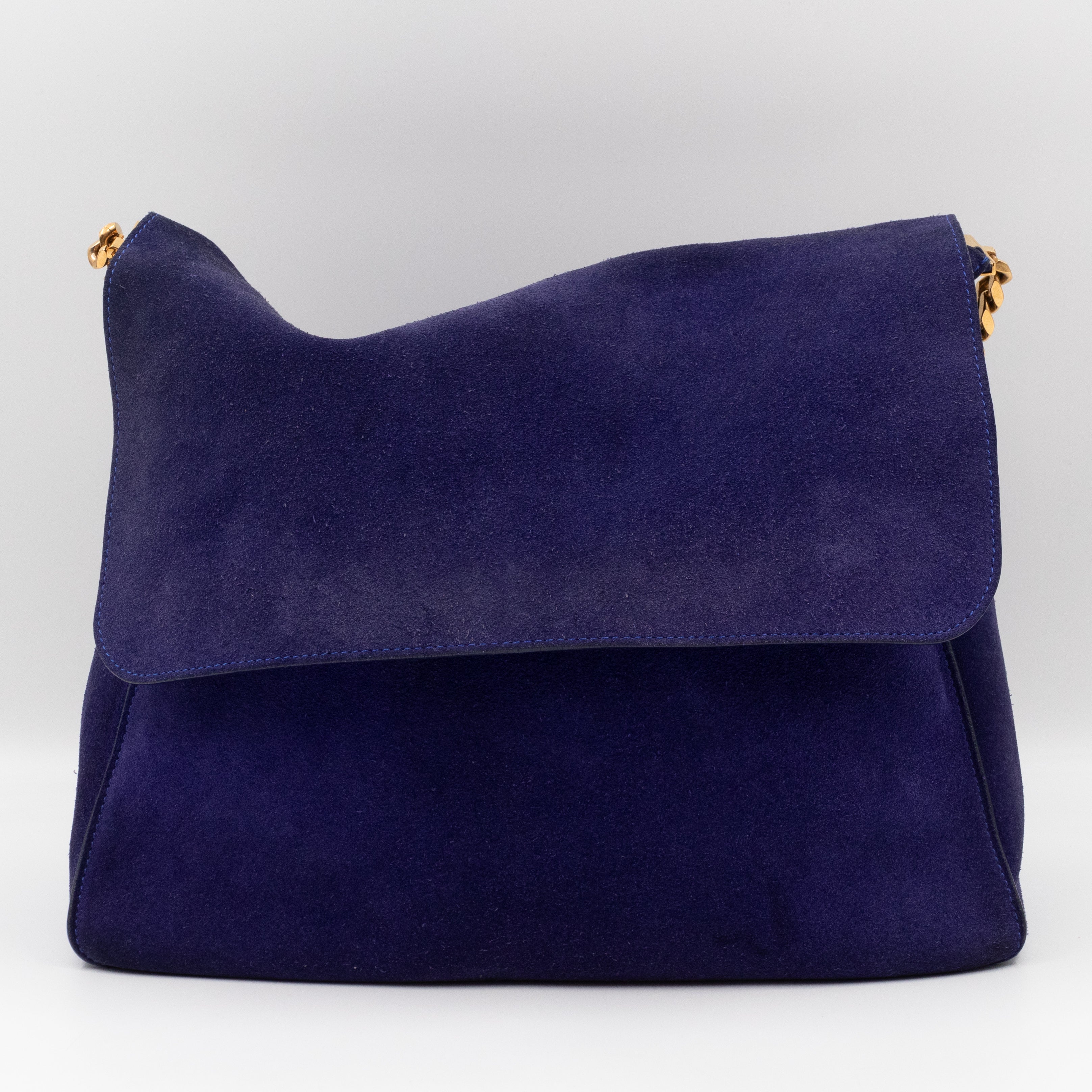 C line Celine Gourmette Medium Purple Blue Suede Gold