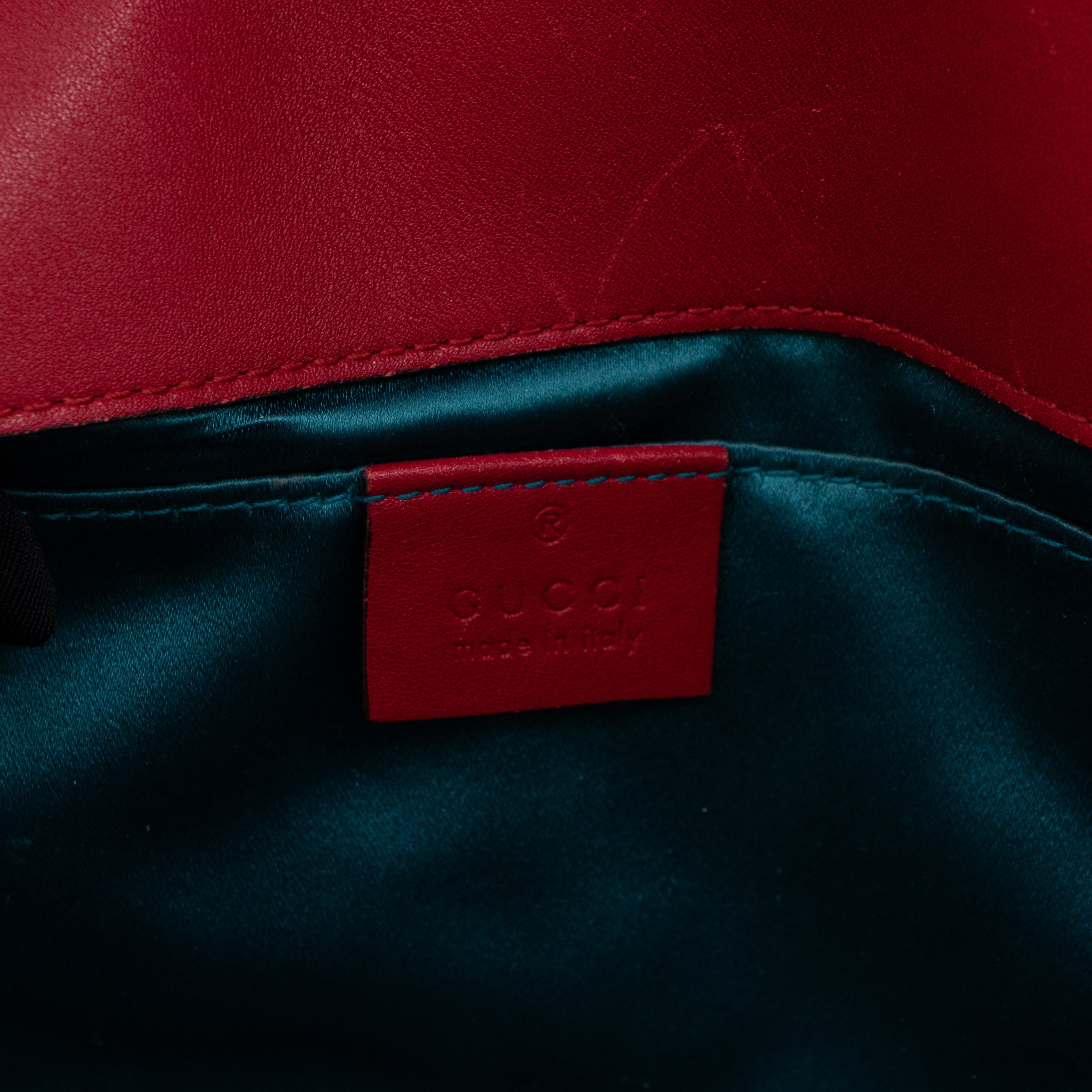 GG Marmont Flap Mini Red Velvet Aged Gold