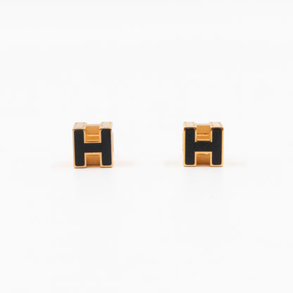 Cage d'H Earrings Black Gold