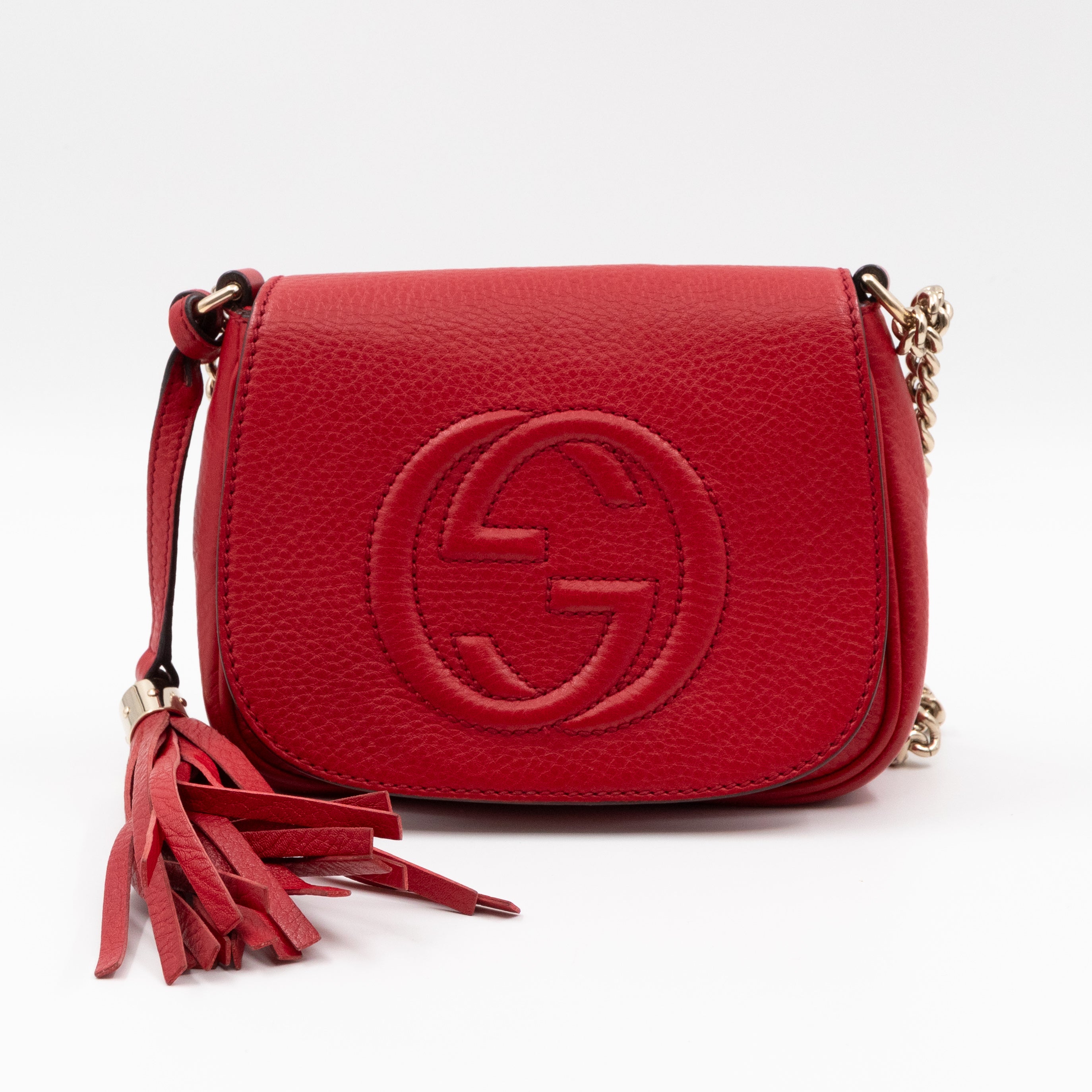 Gucci red purse online gold chain