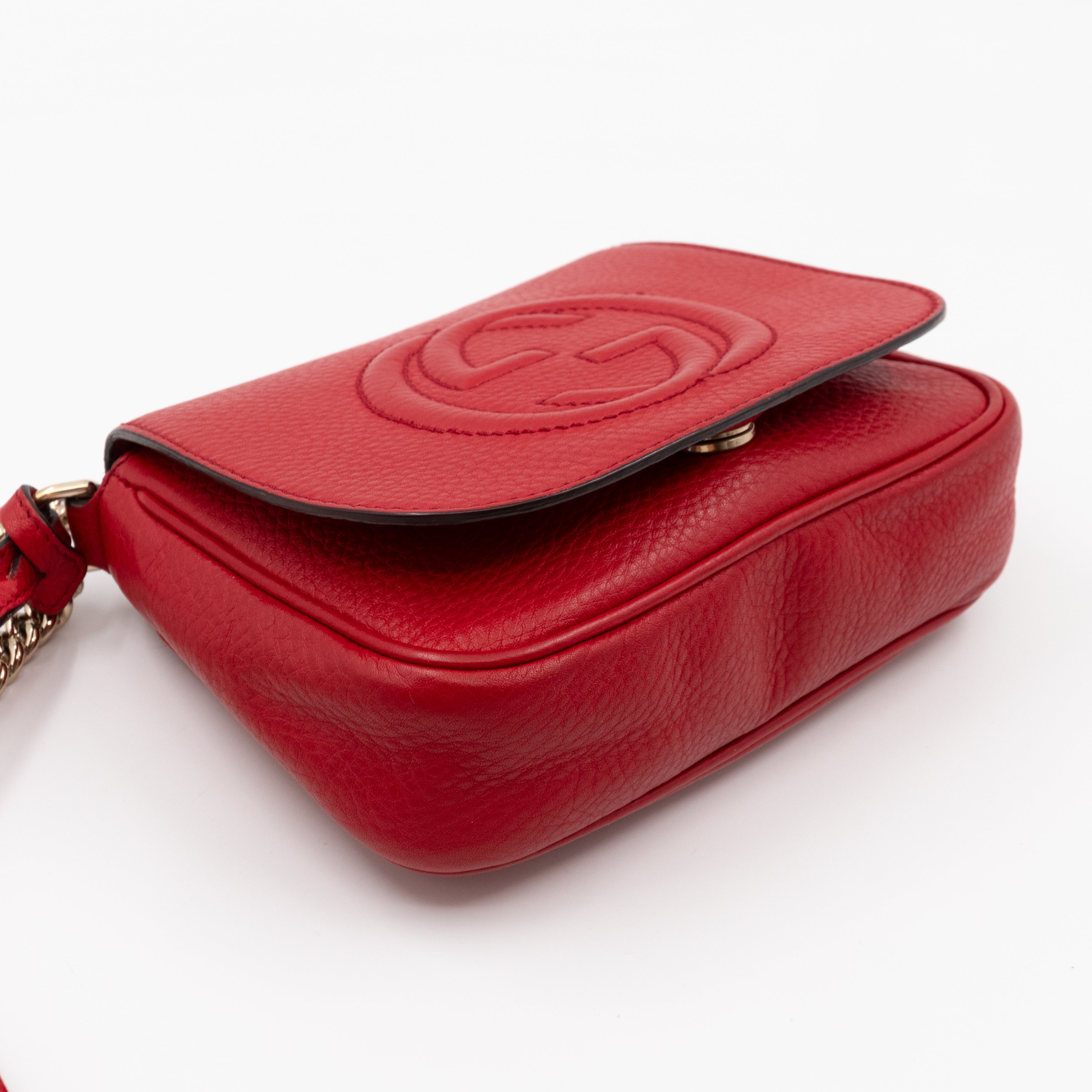 Mini Soho Flap Chain Bag Red Leather