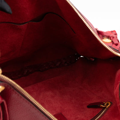 C-Rockee Studded Fringe Hobo Red Leather