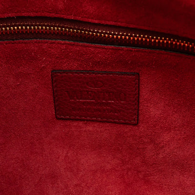 C-Rockee Studded Fringe Hobo Red Leather