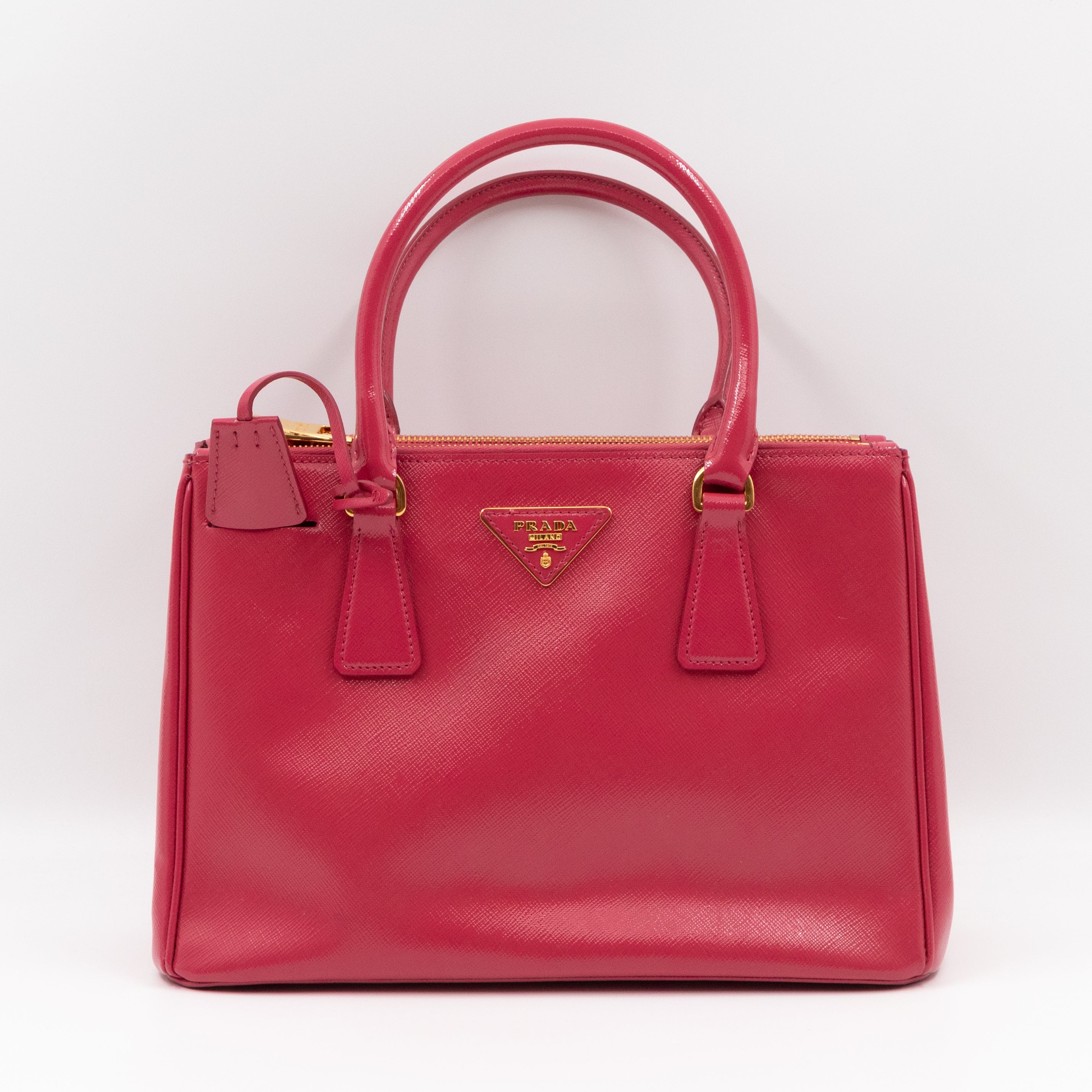 Galleria Medium Double Zip Pink Saffiano Vernice