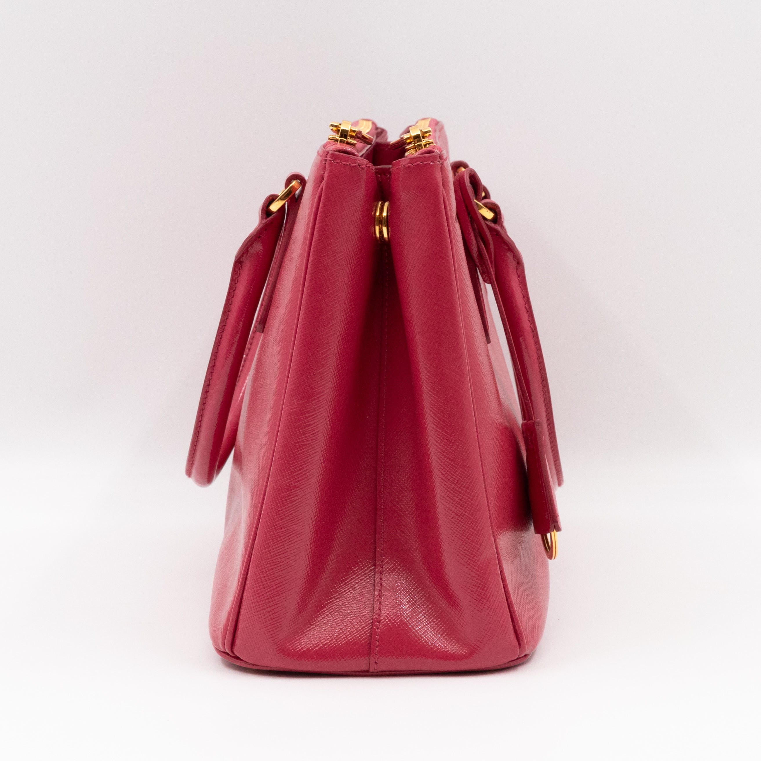 Galleria Medium Double Zip Pink Saffiano Vernice