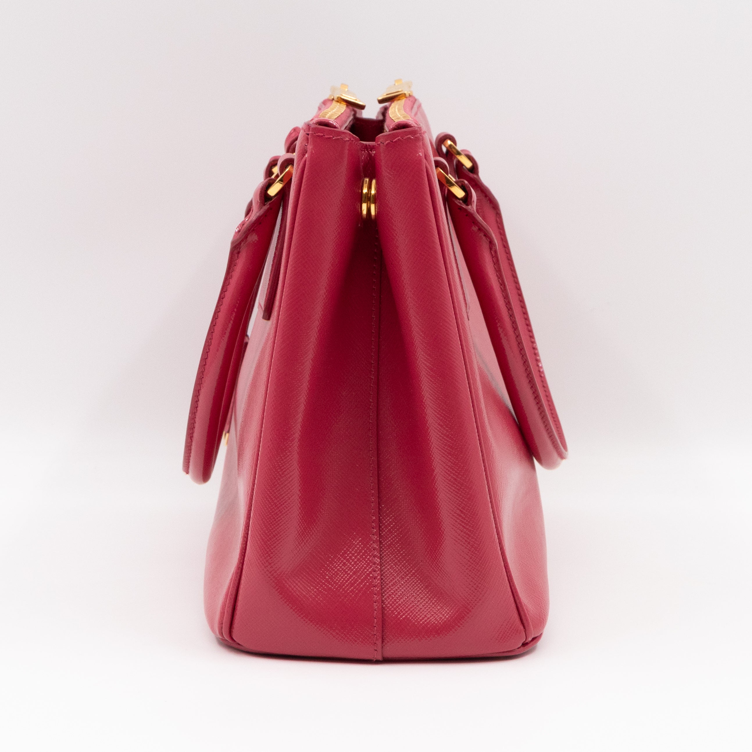 Galleria Medium Double Zip Pink Saffiano Vernice