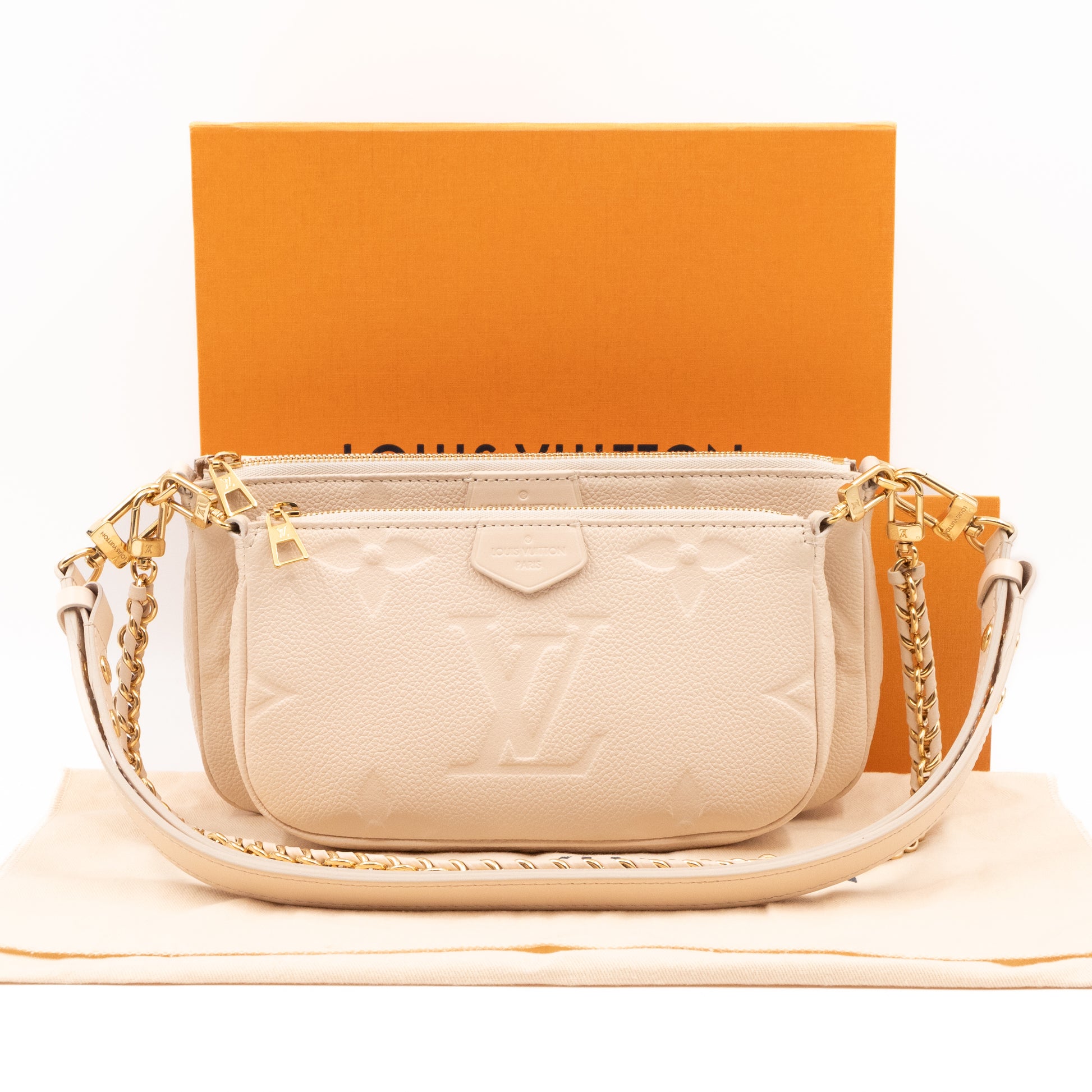Louis Vuitton – Louis Vuitton Multi Pochette Accessoires Monogram Empreinte  Cream Gold – Queen Station
