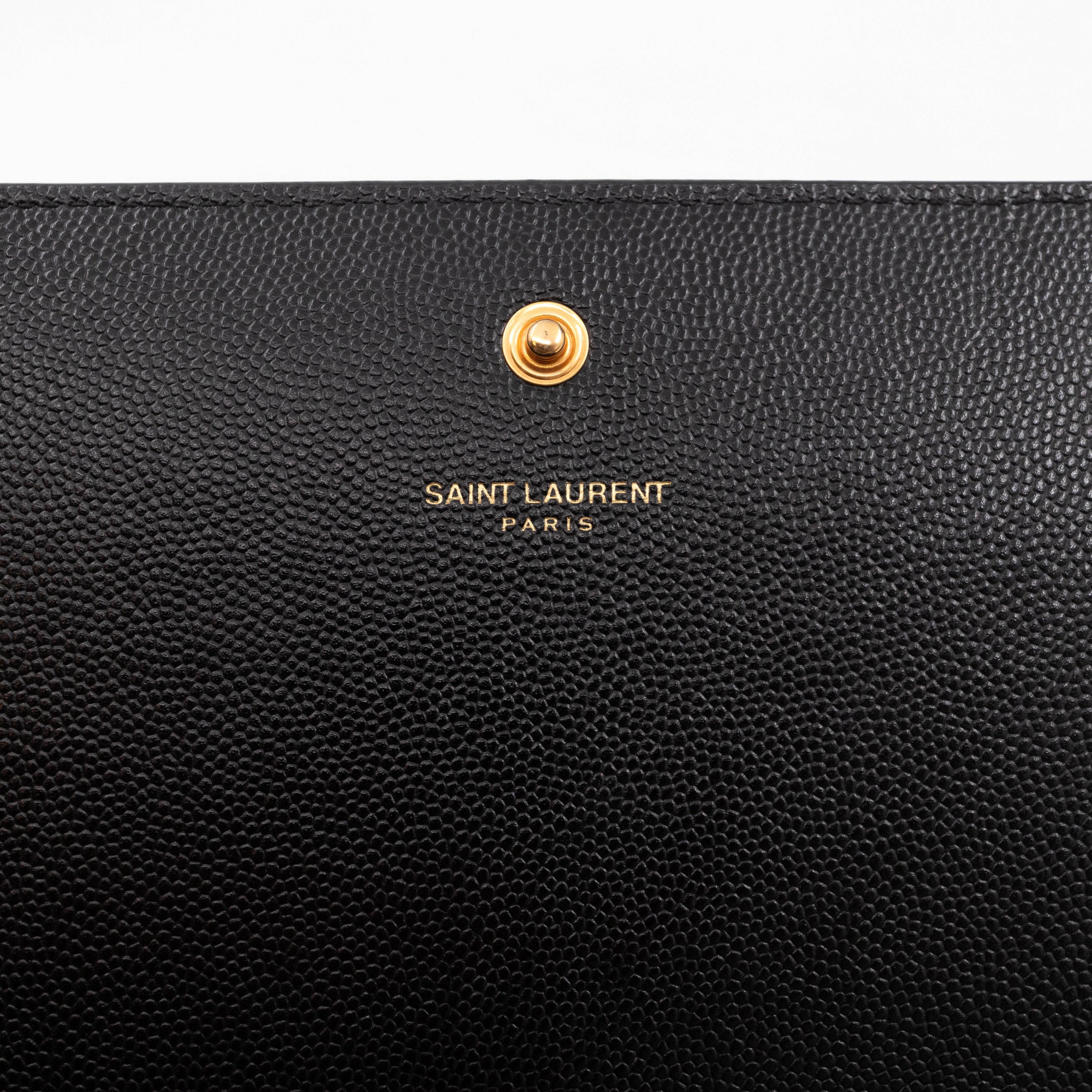 Kate Chain Wallet Bag Black Grained Leather Gold