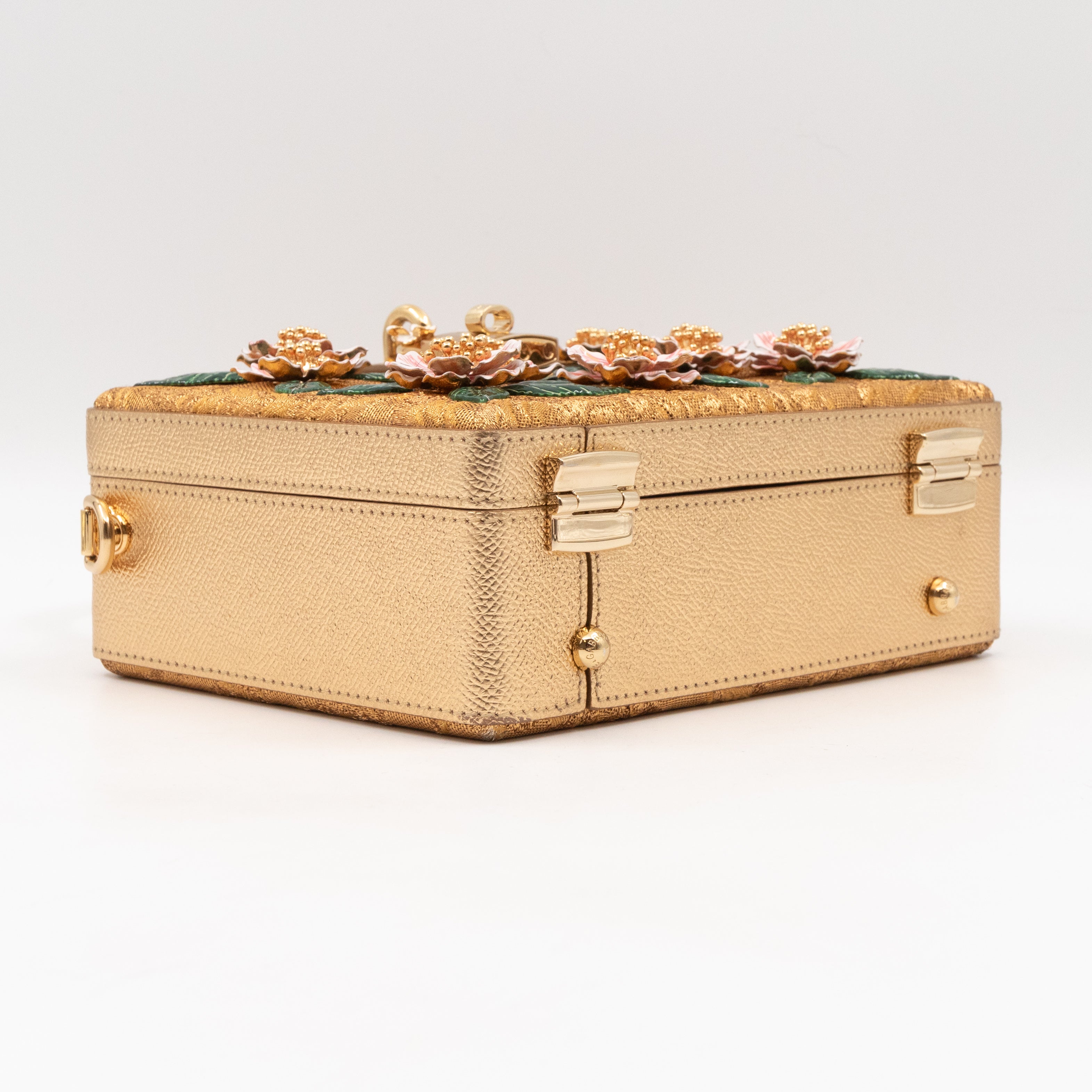 DG Unique Box Flower Handbag Embellished Lurex and Leather