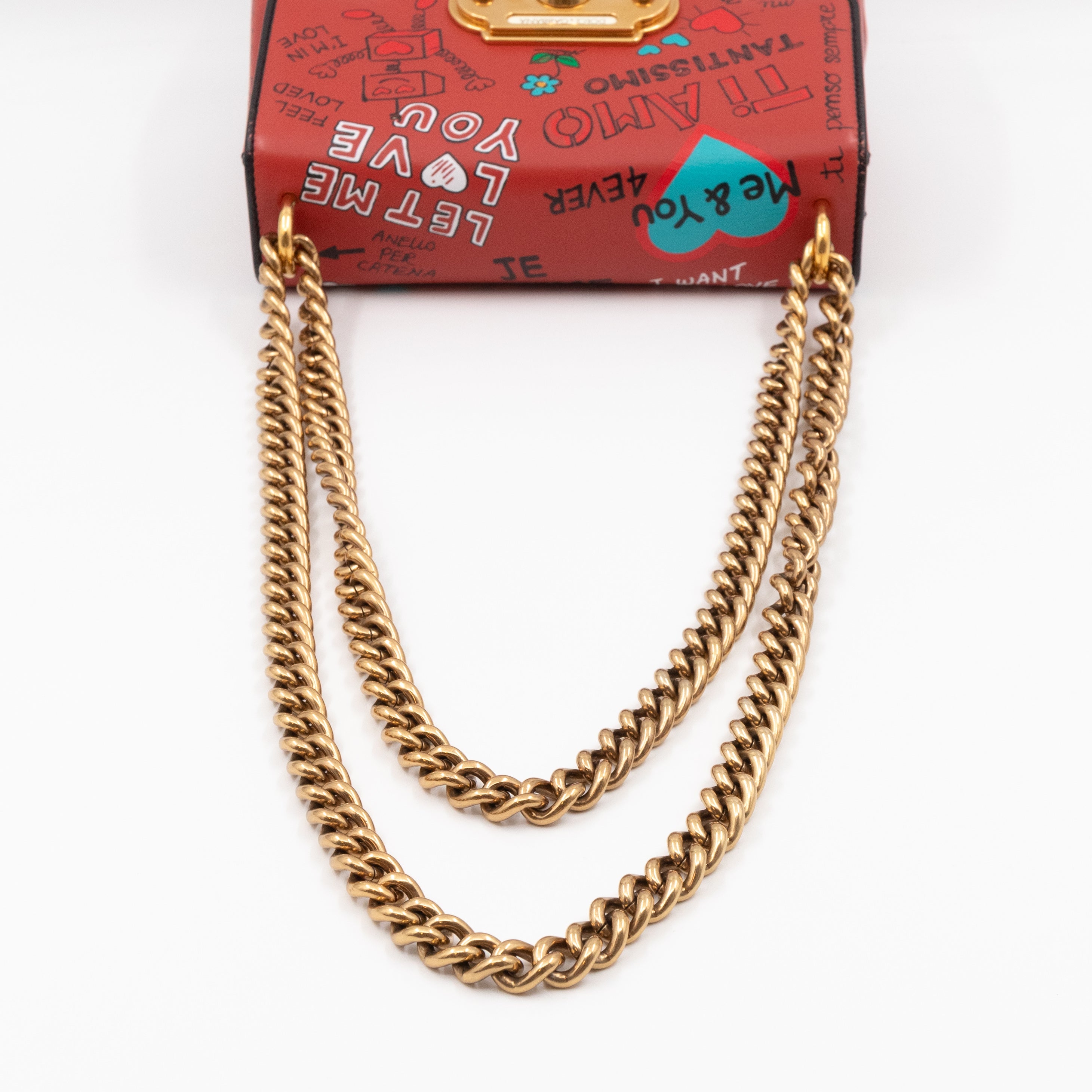 Welcome Shoulder Bag Graffiti Red Leather