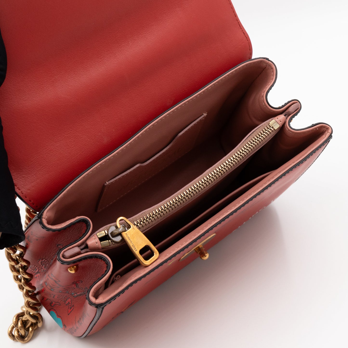 Welcome Shoulder Bag Graffiti Red Leather