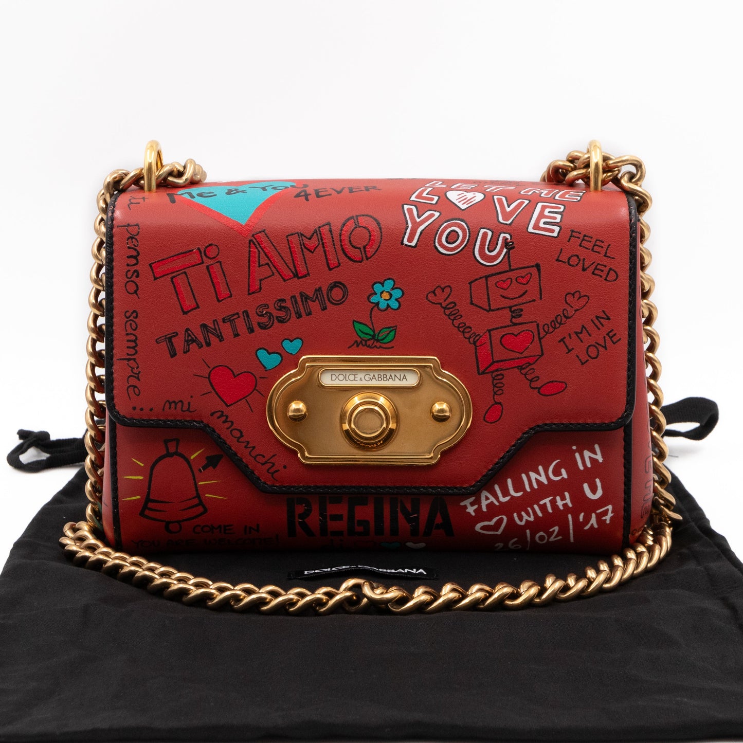 Welcome Shoulder Bag Graffiti Red Leather