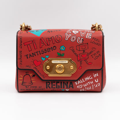 Welcome Shoulder Bag Graffiti Red Leather