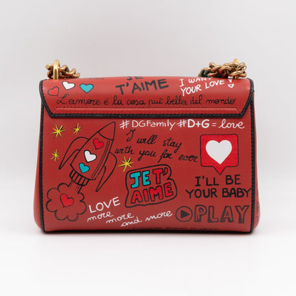 Welcome Shoulder Bag Graffiti Red Leather