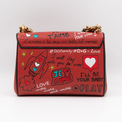 Welcome Shoulder Bag Graffiti Red Leather