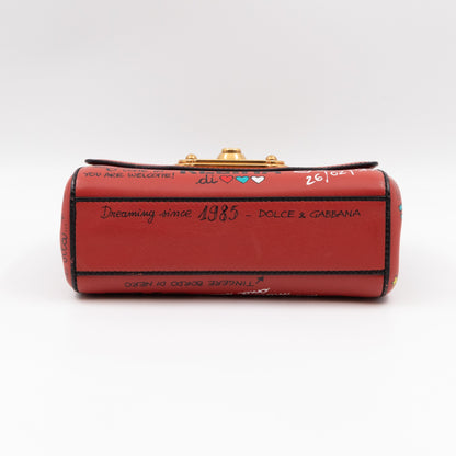 Welcome Shoulder Bag Graffiti Red Leather