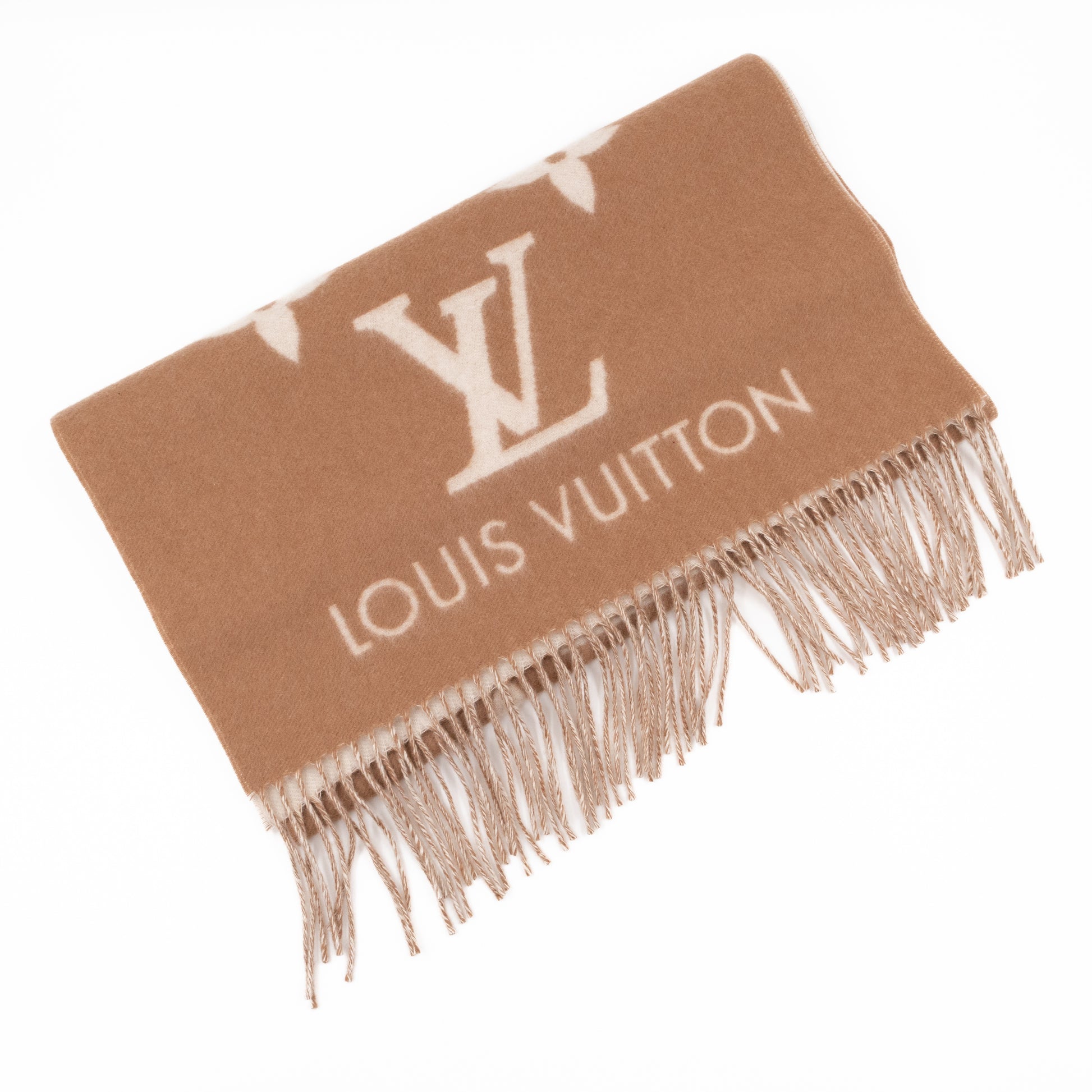 Louis Vuitton Beige/Taupe Monogram Cashmere Reykjavik Scarf - Yoogi's Closet