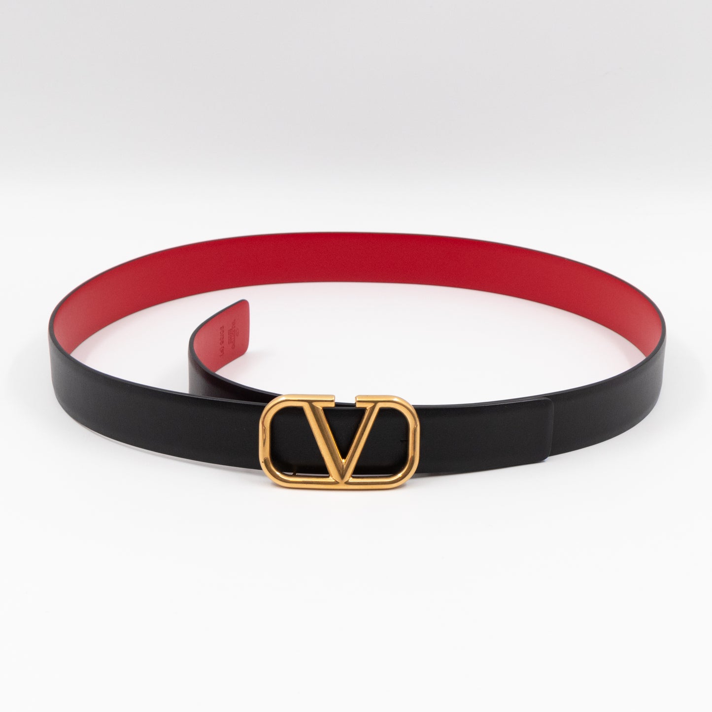 Reversible VLOGO Belt Black & Red Leather 90 cm