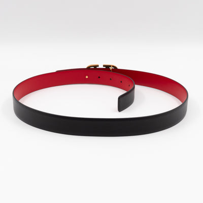 Reversible VLOGO Belt Black & Red Leather 90 cm