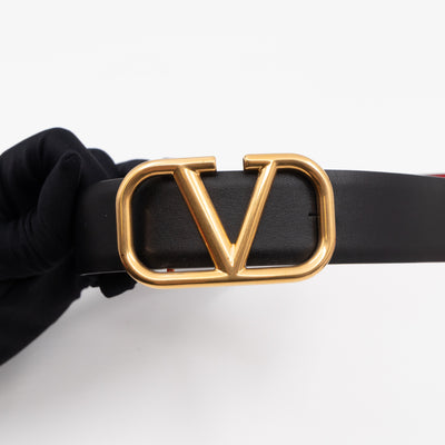 Reversible VLOGO Belt Black & Red Leather 90 cm