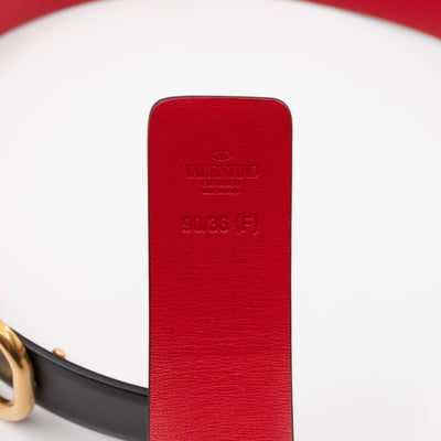 Reversible VLOGO Belt Black & Red Leather 90 cm