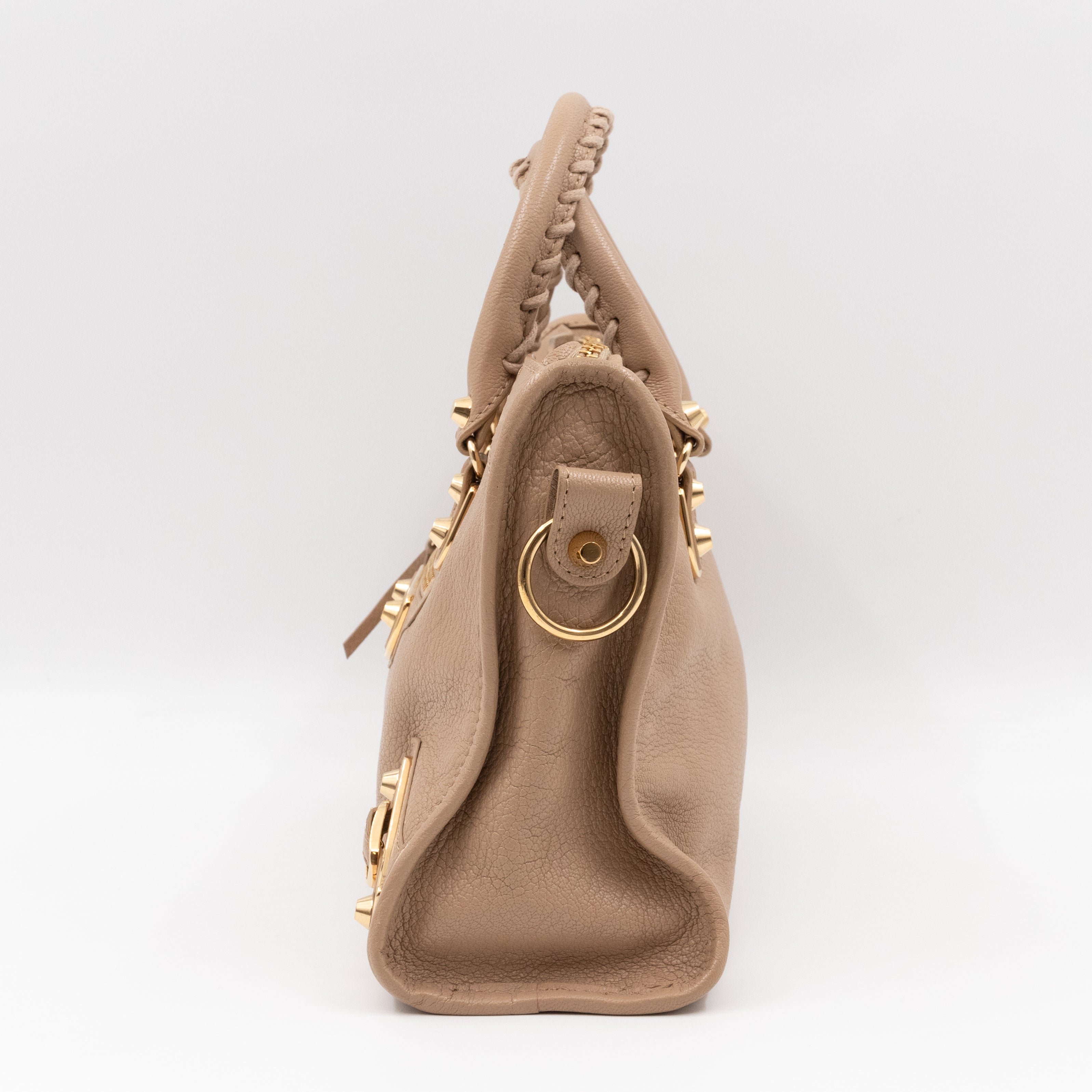 Classic City S Metallic Edge Beige Leather