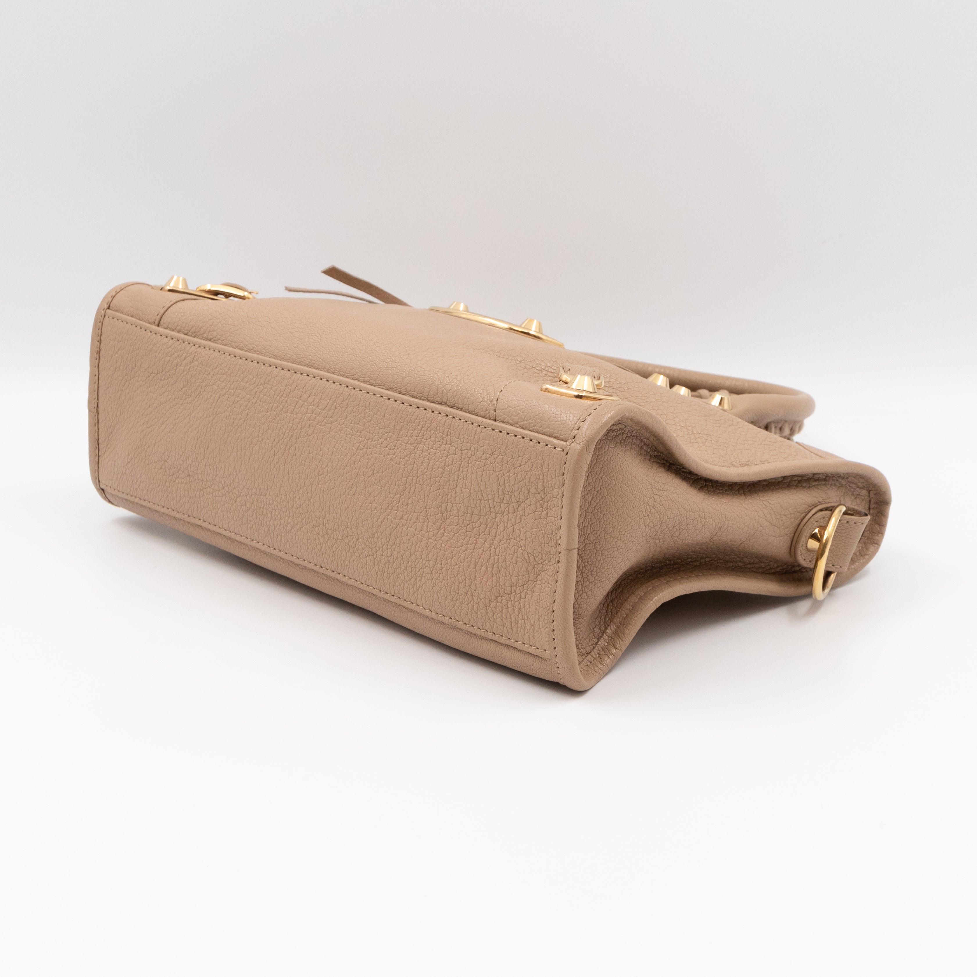 Classic City S Metallic Edge Beige Leather