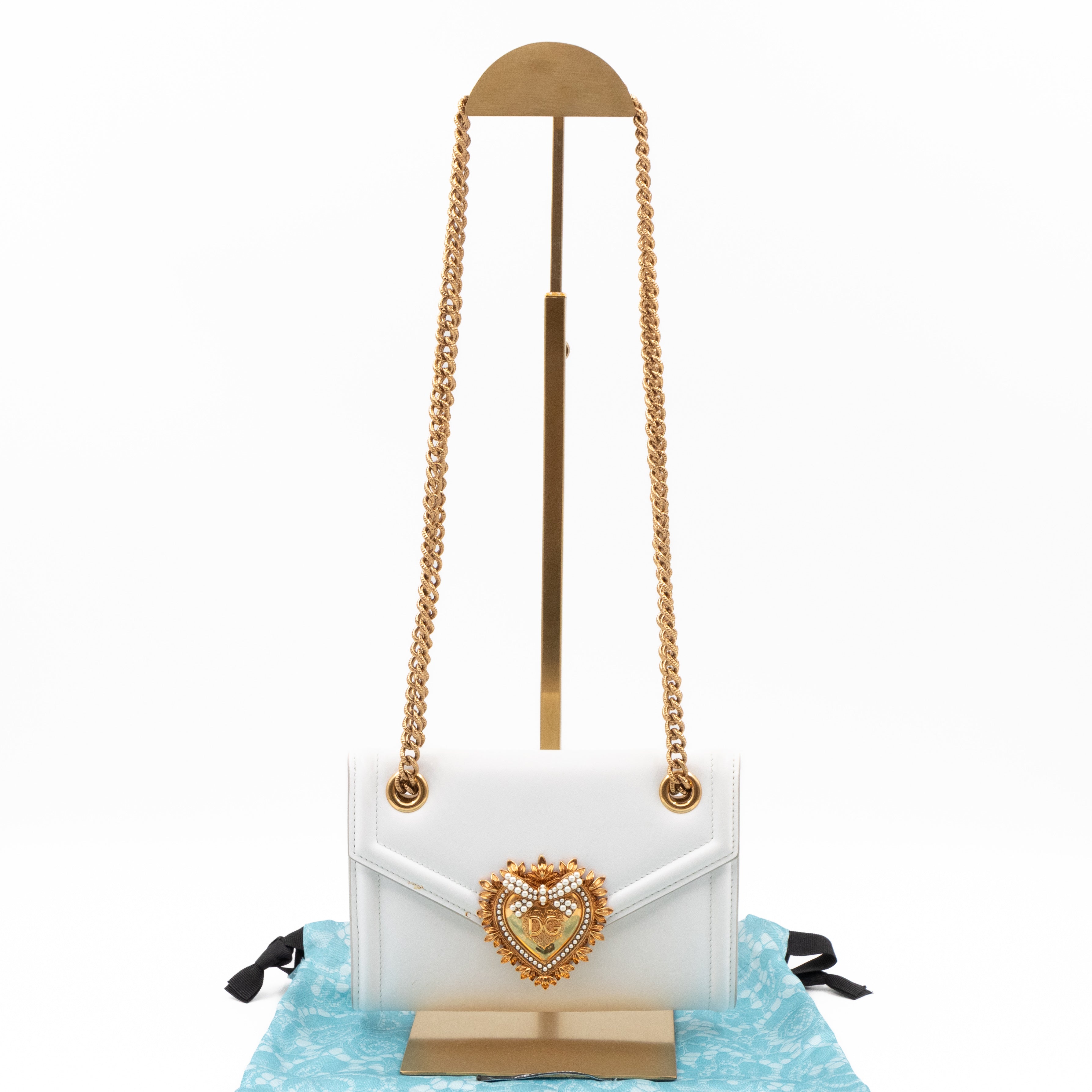 Devotion Mini Wallet on Chain White Leather